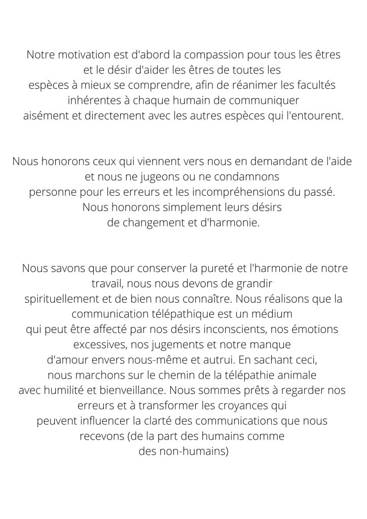 Partie 1 de la charte éthique des communicateurs animaliers